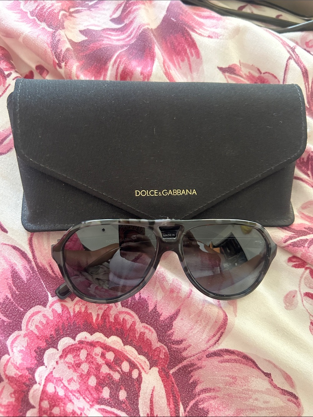 Kids Dolce & Gabbana Black/Gray Aviator-Style Sunglasses with Branded Case